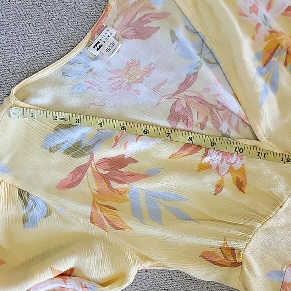 Billabong One and Only Yellow Floral Short Sleeve Dress - Size Small - Picture 10 of 14